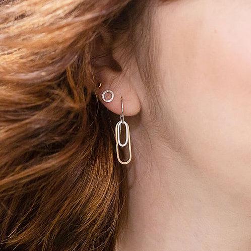 Small Double Paperclip Link Earrings mixed metals – Cameron Kruse