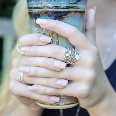 Stacking Rings with Stone - Sterling Silver-Cameron Kruse