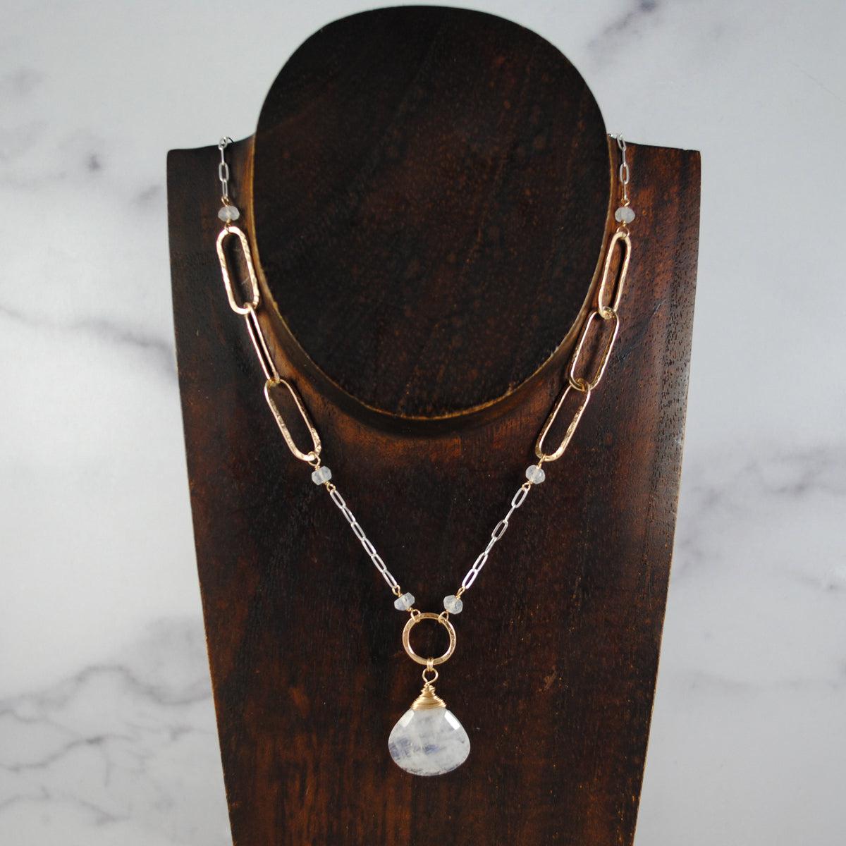 Paperclip & Stone Necklace - moonstone – Cameron Kruse