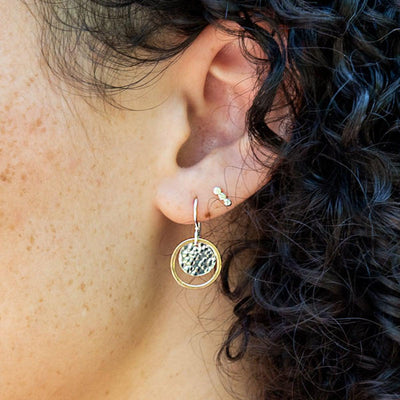 Hammered Halo Earrings - Mixed metals-Cameron Kruse