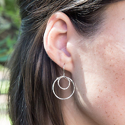 Double Ring Earrings - Sterling Silver-Cameron Kruse