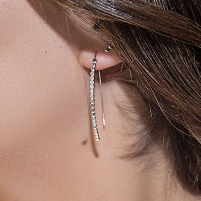 Medium Beaded Hoop Earrings - Sterling Silver-Cameron Kruse