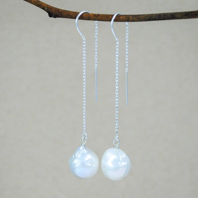Pearl Threader Earrings - sterling silver-Cameron Kruse